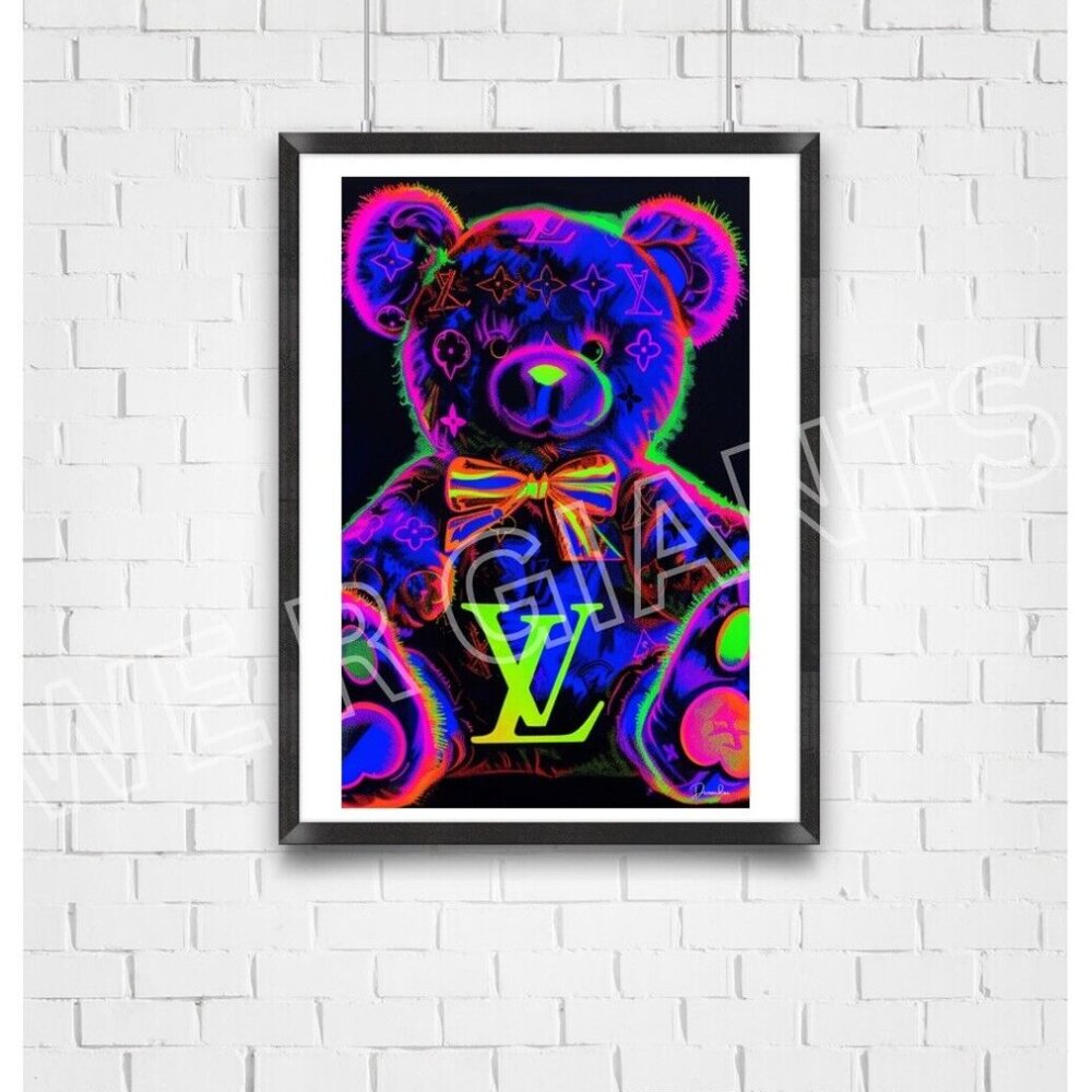 LOUIS VUITTON NEON TEDDY BEAR 11X17 PRINT WALL ART BY DENARDAI